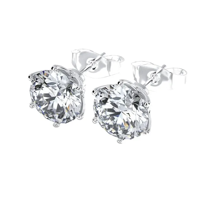 925 Sterling Silver Fine Jewelry Heart Moissanite Women's Stud Earrings