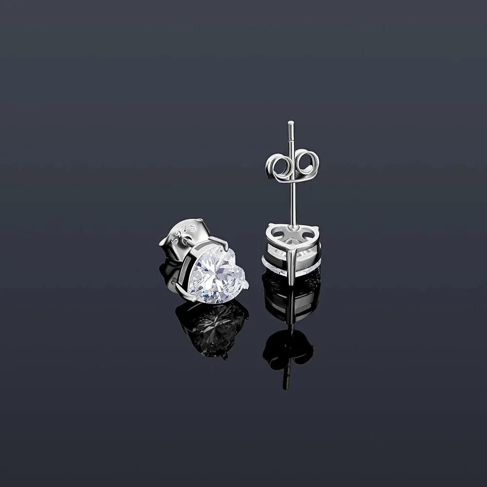 925 Sterling Silver Fine Jewelry Heart Moissanite Women's Stud Earrings