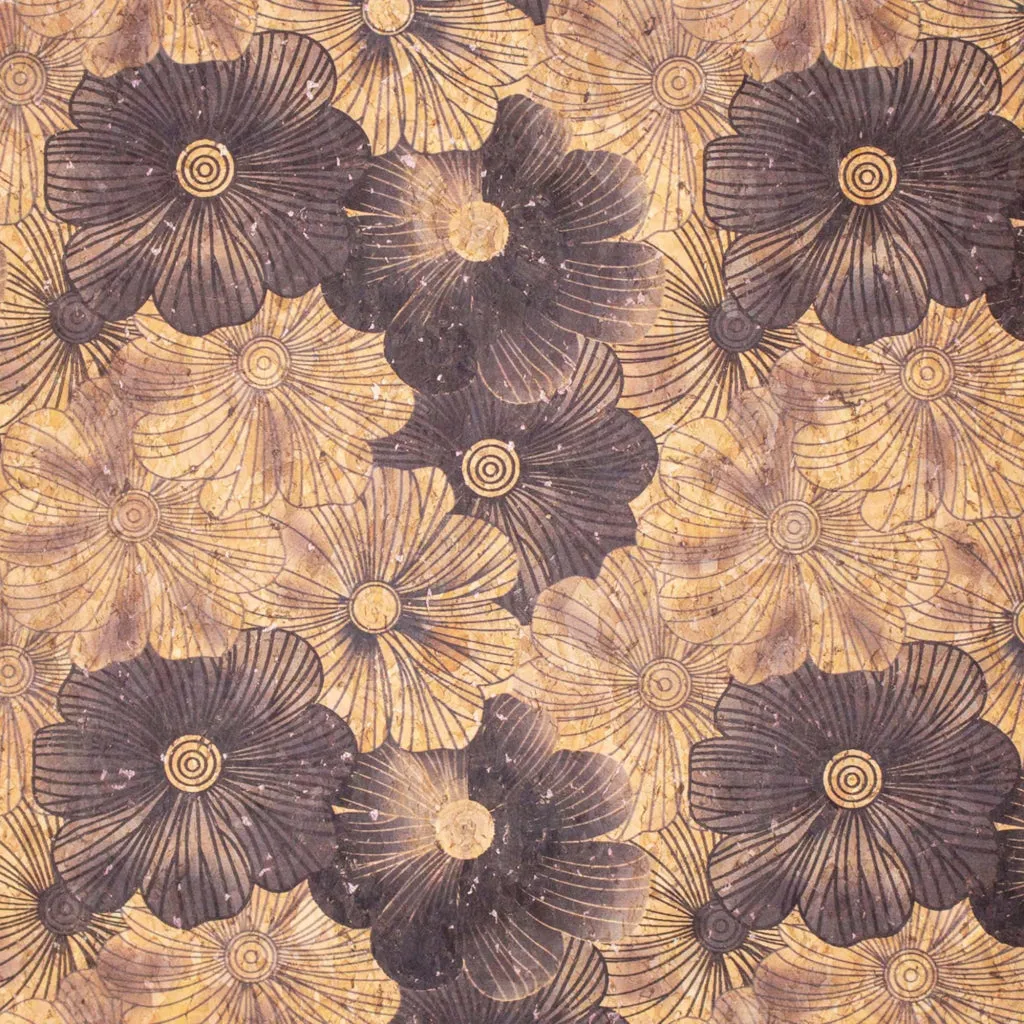 Balck Blossom florals pattern Cork fabric COF-570