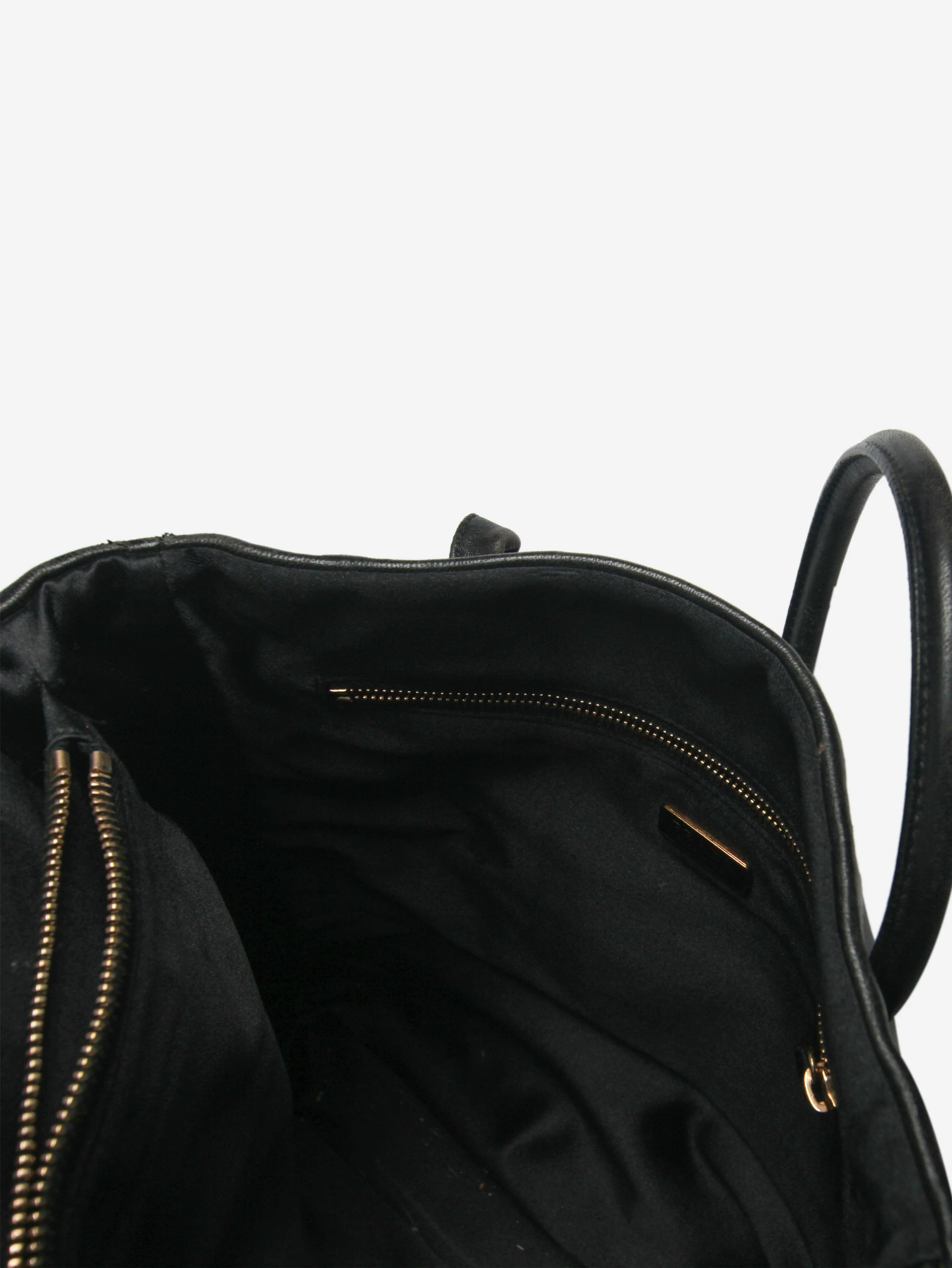 Black leather top handle bag