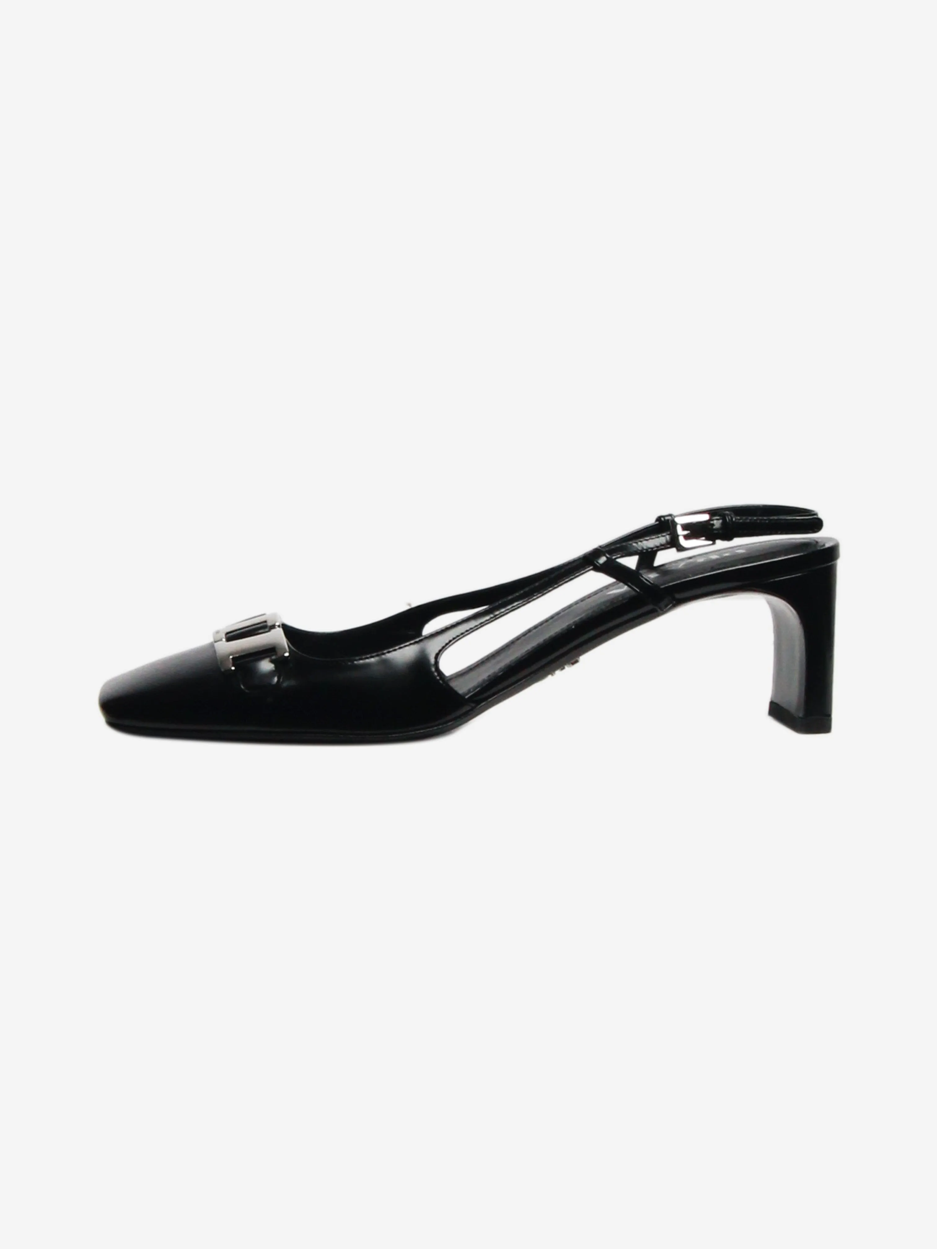 Black square-toe slingback pumps - size EU 41