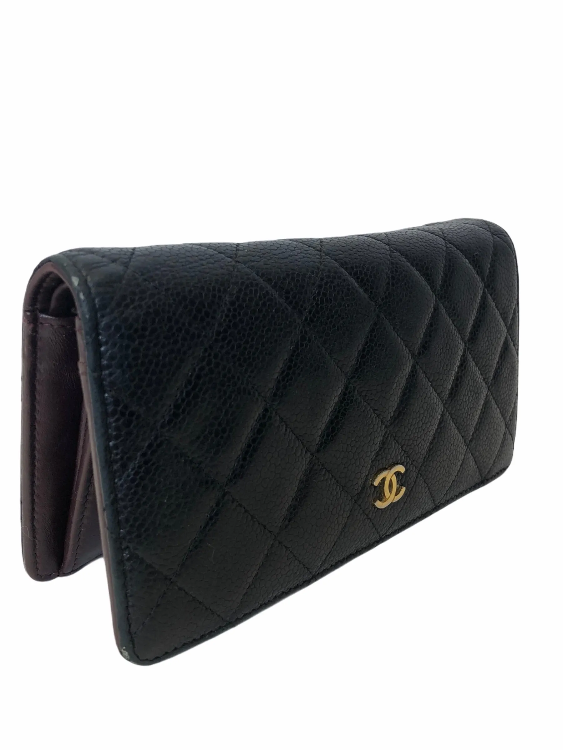 Chanel Black Lambskin Leather Bi-Fold Wallet