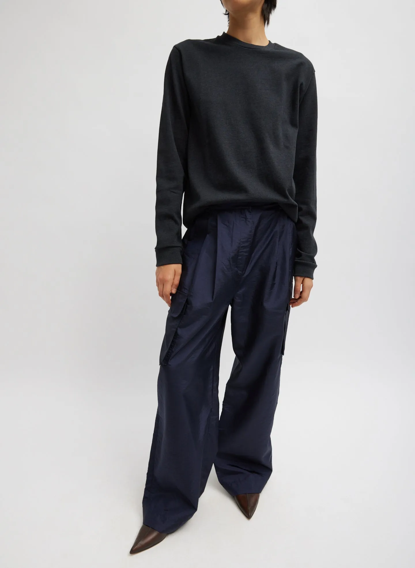 Crispy Nylon Stella Pleated Cargo Pant