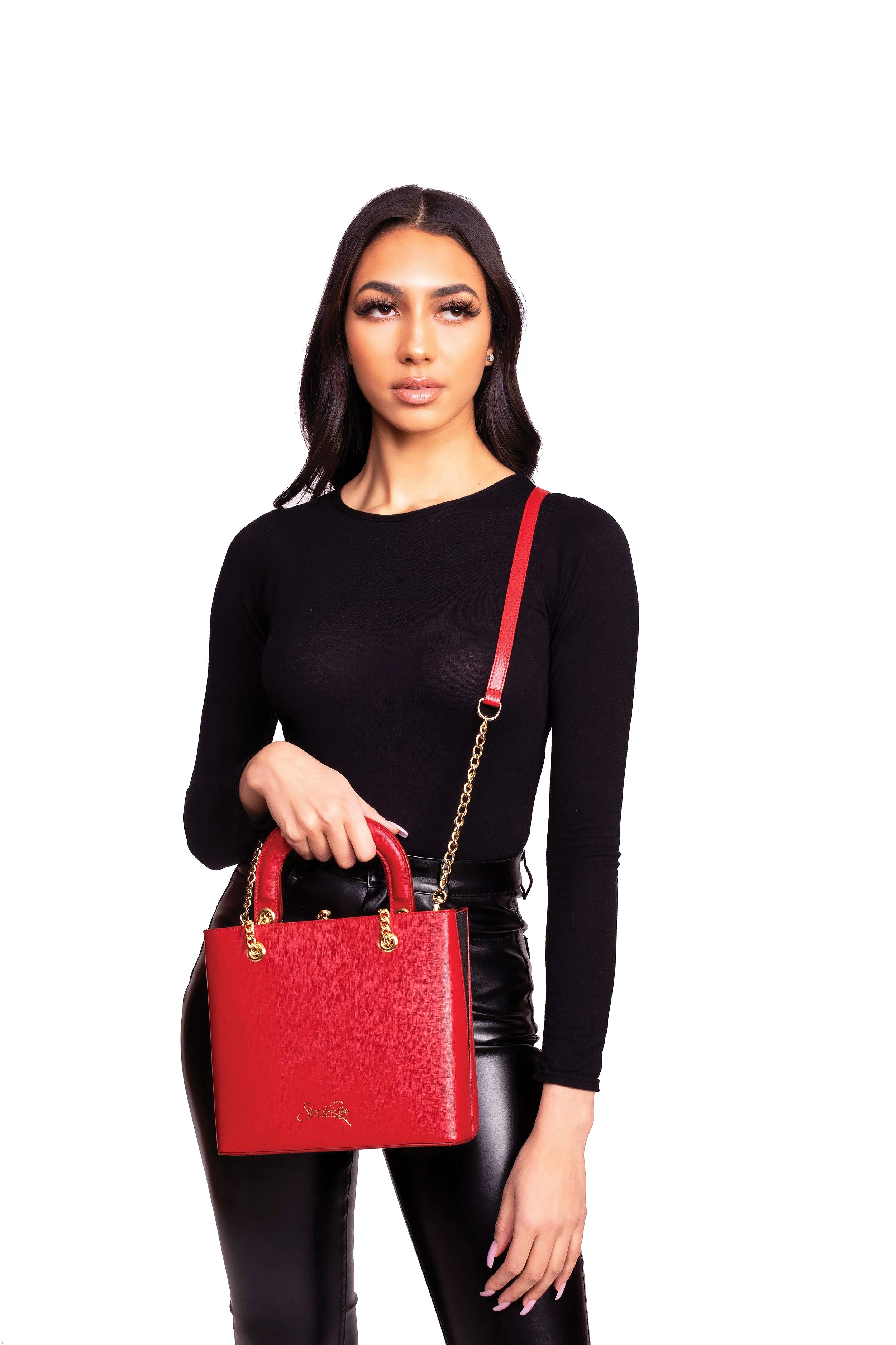 Dubai Crossbody and Lady Leather Bag in Red Passion