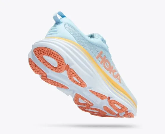 Hoka One One Women’s Bondi 8 Wide Width, light blue / yellow