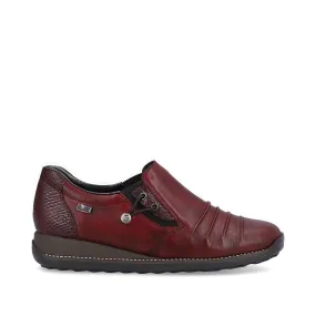 Ladies Rieker Burgundy Leather Shoes 44254-35 Water Repellent