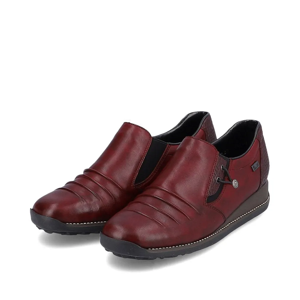 Ladies Rieker Burgundy Leather Shoes 44254-35 Water Repellent