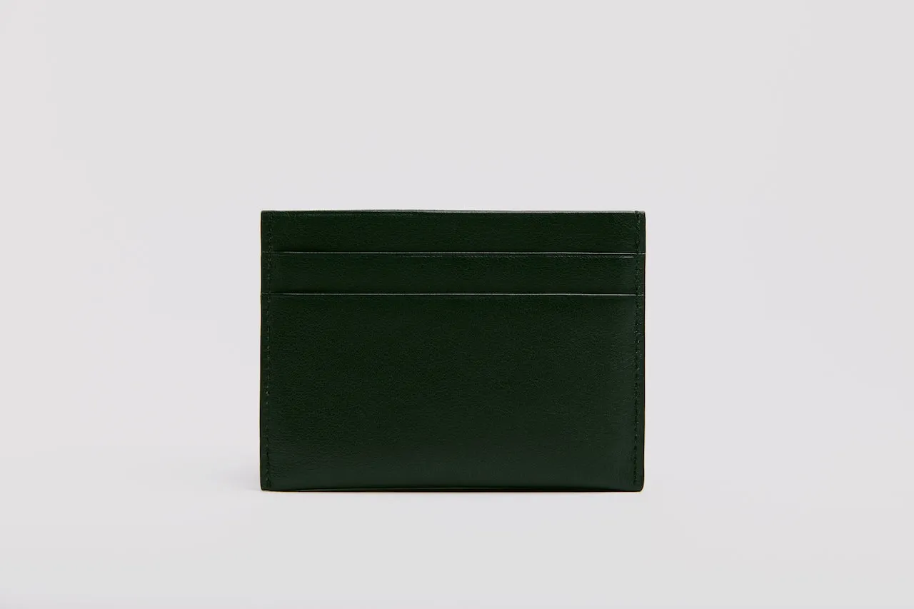 LEATHER CARDHOLDER IN BOTTLE GREEN