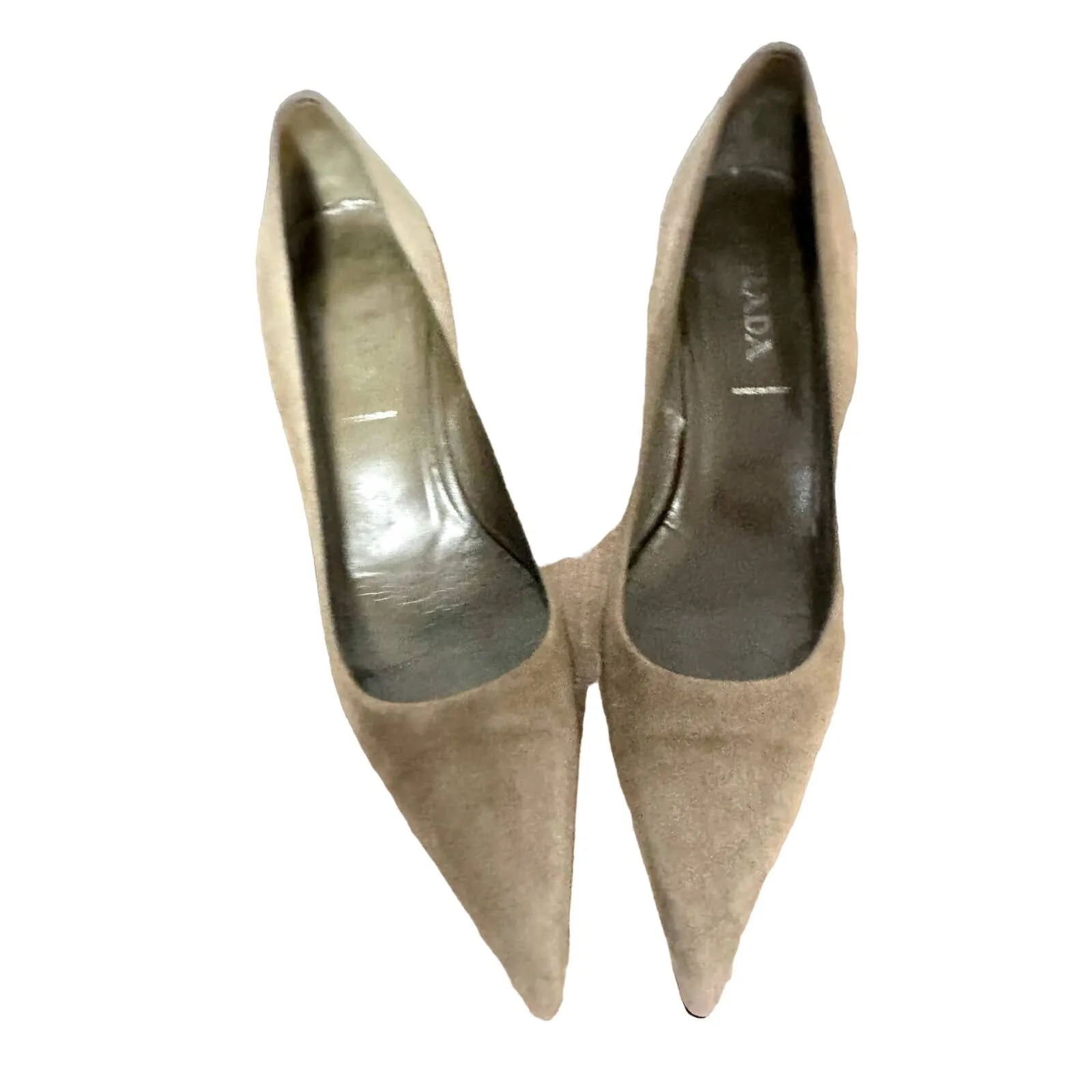 Mob wife aesthetic Prada VTG Camoscio Chic Pumps Fawn Neutral Suede 37.5/7.5