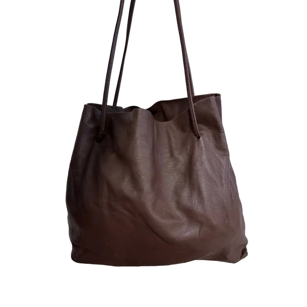 Prada Brown Lamb Leather Tote Large