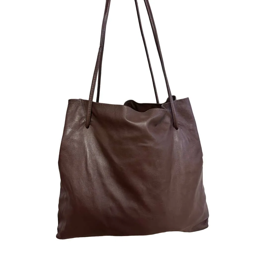 Prada Brown Lamb Leather Tote Large