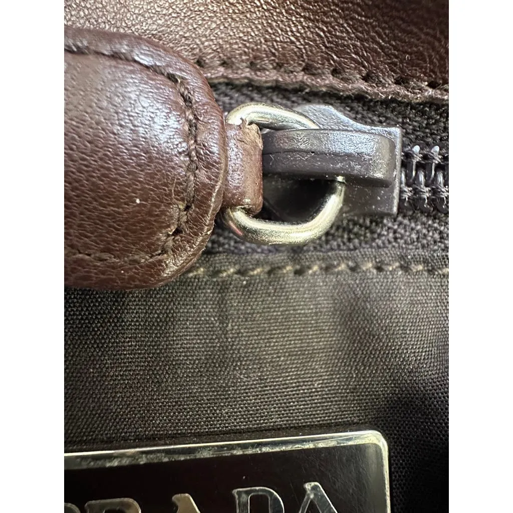 Prada Brown Lamb Leather Tote Large