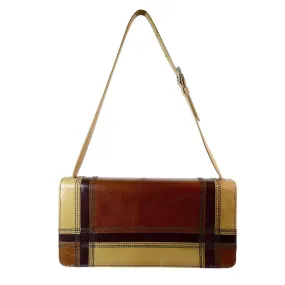 PRADA Brown Leather Stripe Shoulder Bag