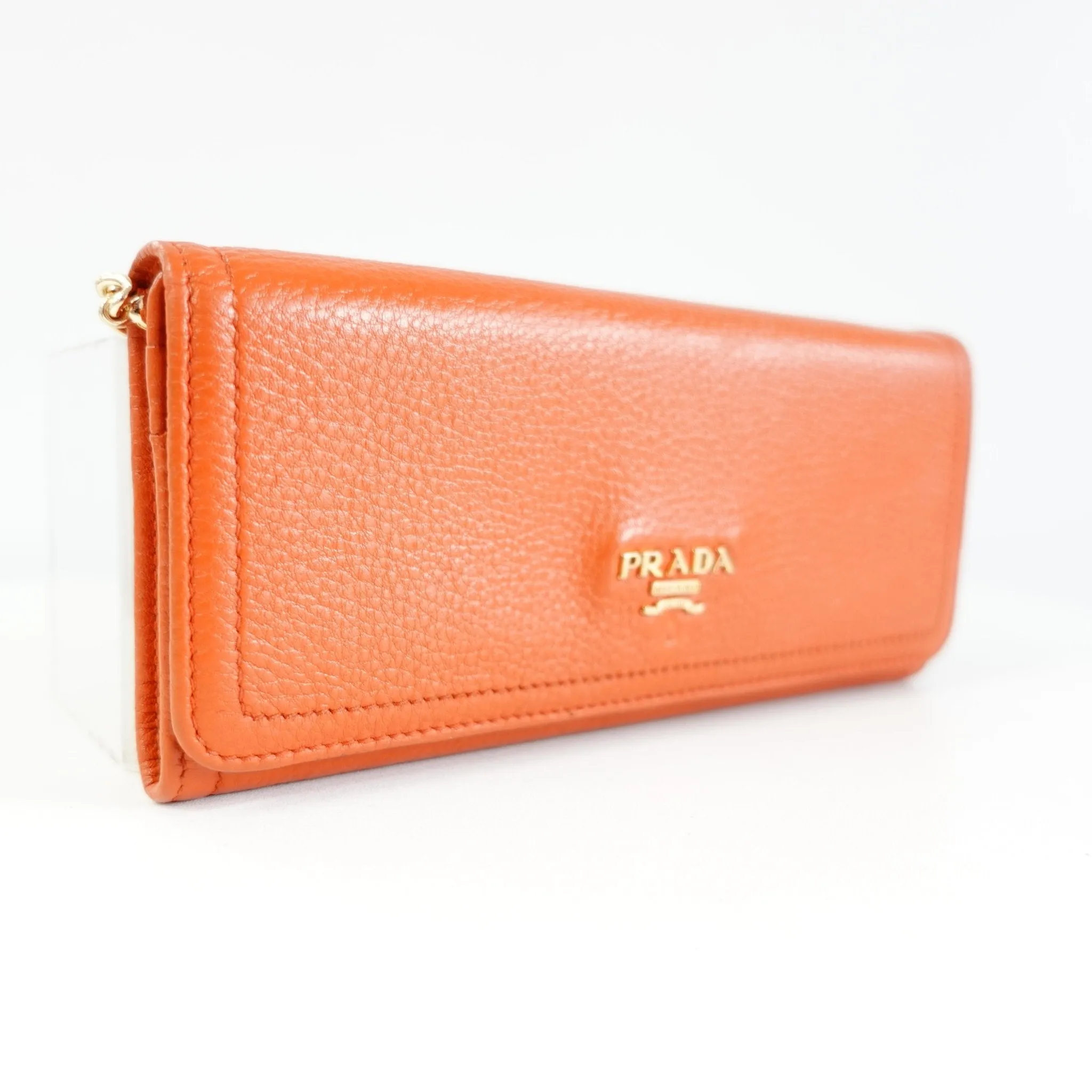 PRADA Calfskin Leather Wallet with Unbranded Chain