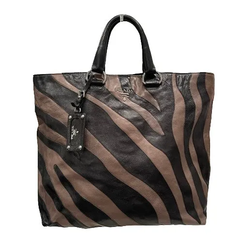 Prada Glace Calf Zebra Leather Tote