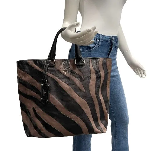 Prada Glace Calf Zebra Leather Tote