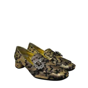 Prada Gold Jacquard Block Heel- Size 39