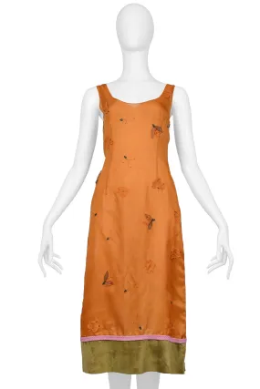 PRADA ORANGE AND LEATHER DRESS 1999