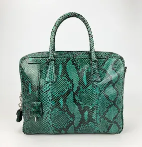 Prada Teal Snakeskin Python Top Handle Tote