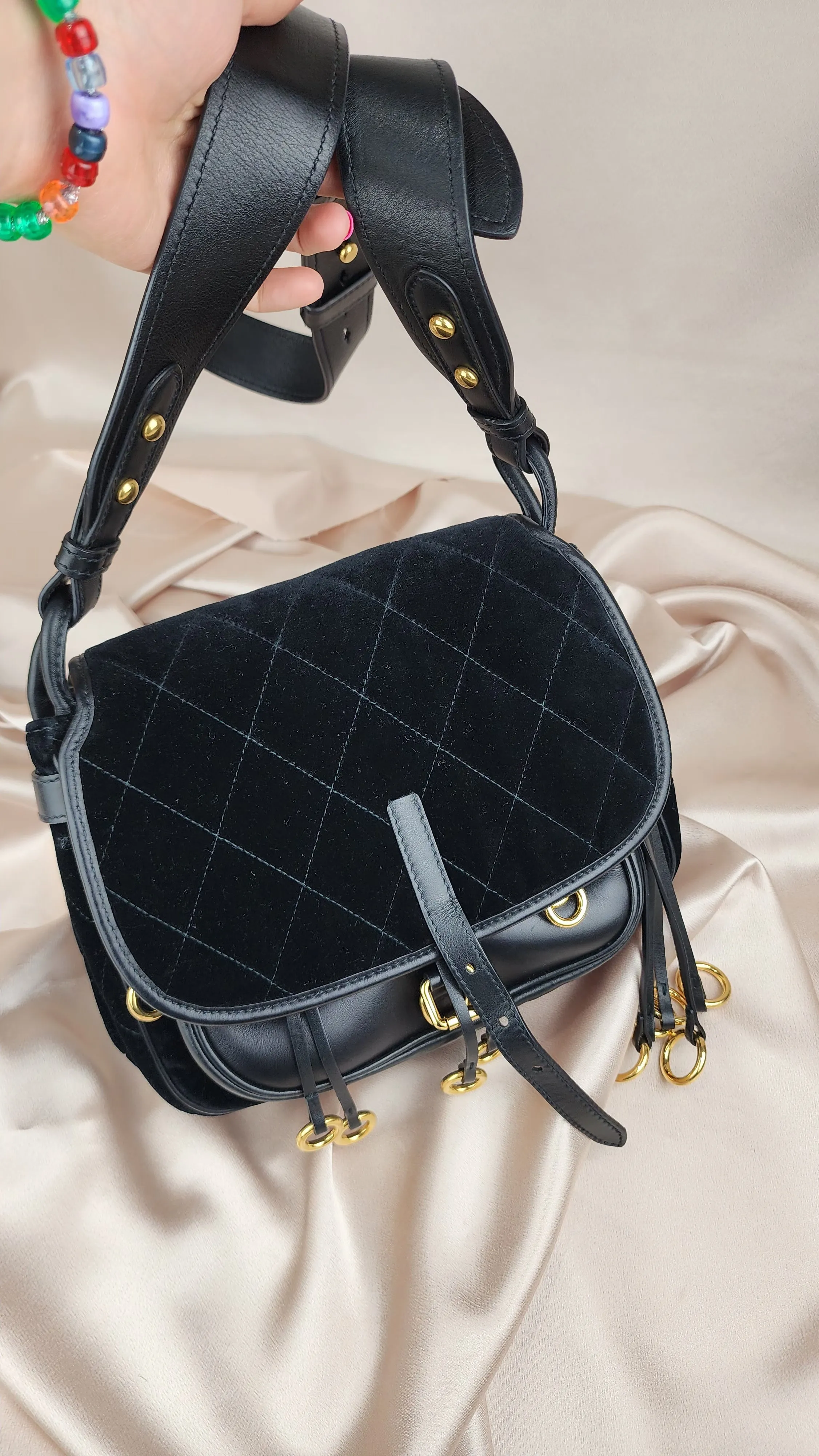 Prada Velor and Leather Crossbody Bag