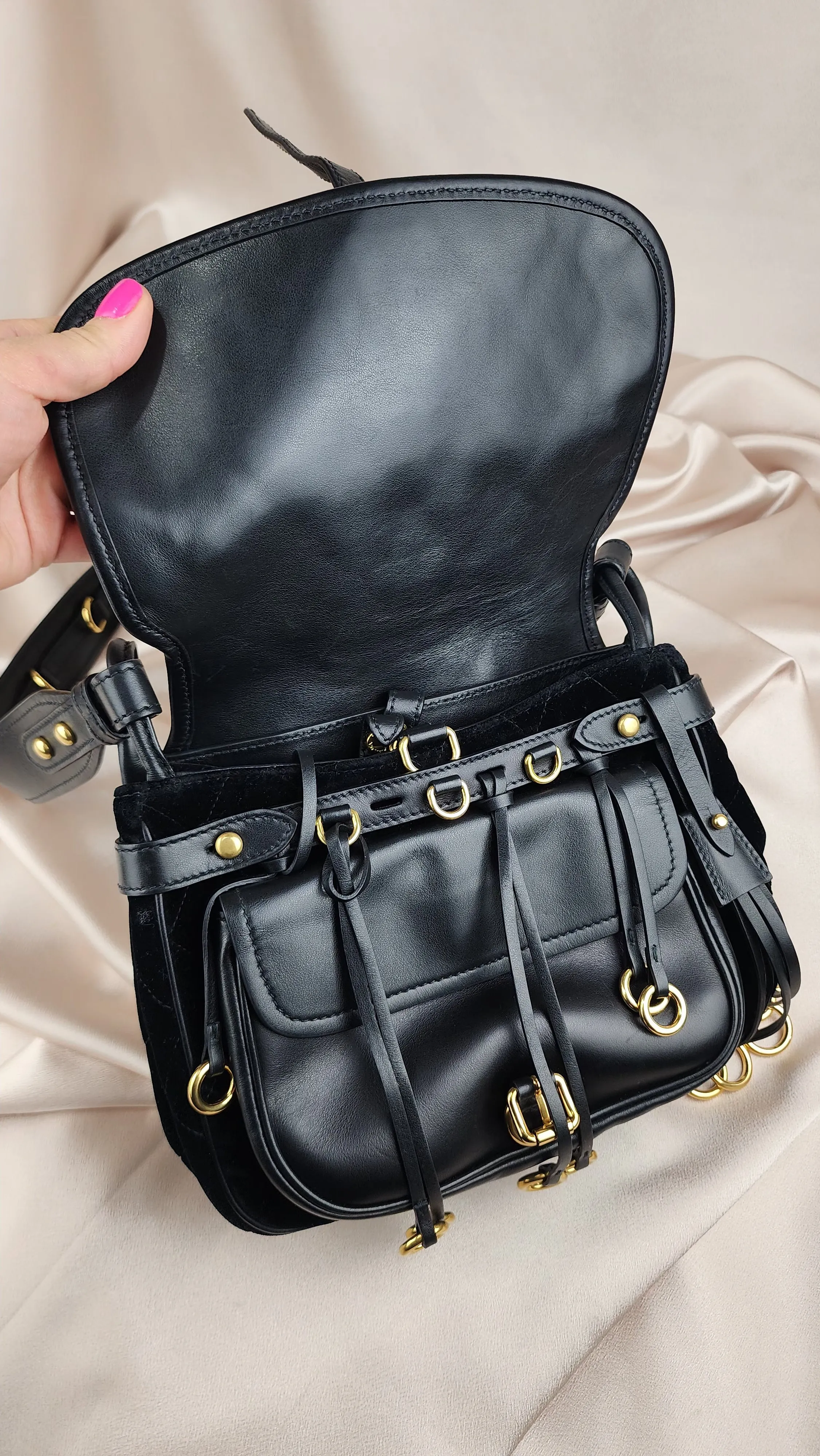 Prada Velor and Leather Crossbody Bag