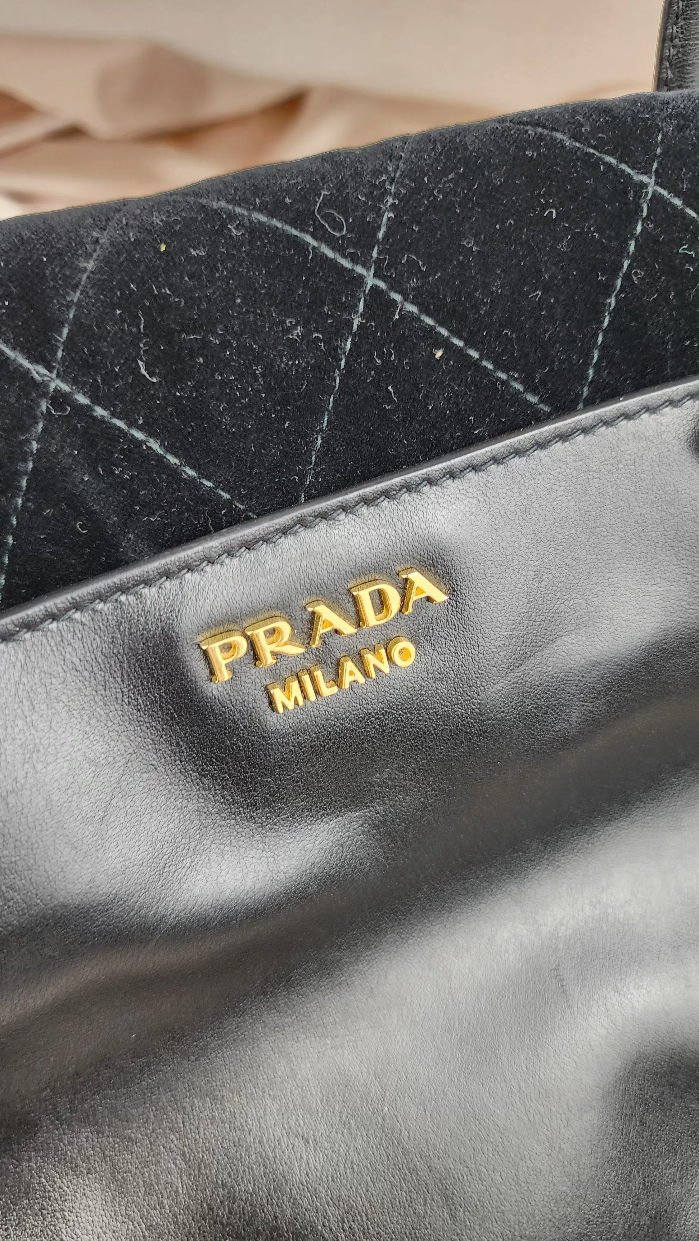 Prada Velor and Leather Crossbody Bag