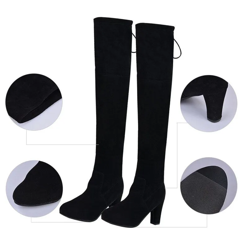 Women Faux Suede Women Over The Knee Boots