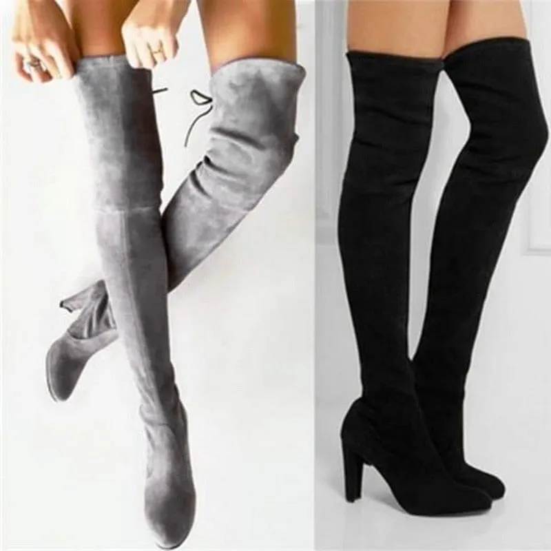 Women Faux Suede Women Over The Knee Boots